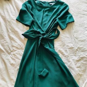 Primark Green Mini Dress with Waist Tie Sz 8